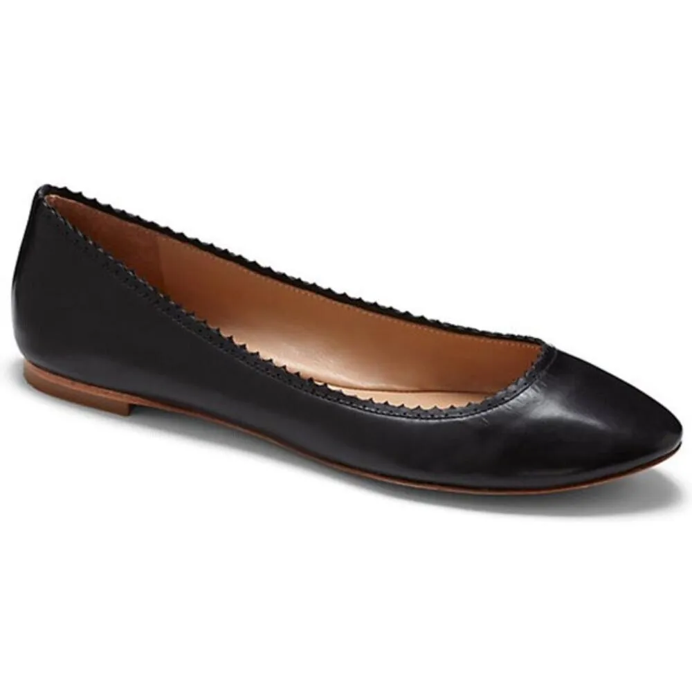 Alzey Black Leather Vince Camuto Signature Ballet Flats