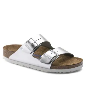 Arizona Soft Footbed Metallic Silver Leather Sandals
