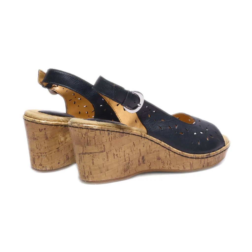 B.O.C Wedge Sandals Leather Black Colour For Women