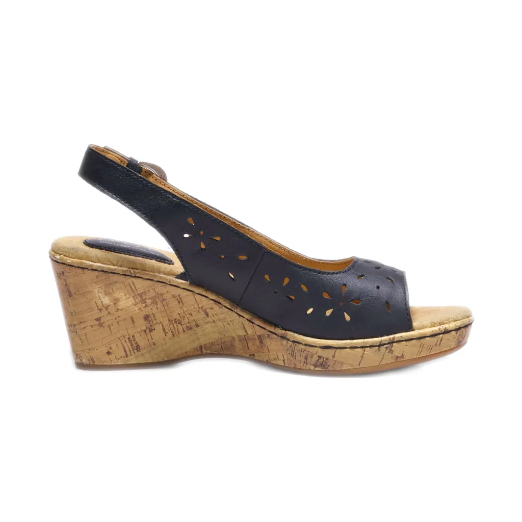 B.O.C Wedge Sandals Leather Black Colour For Women