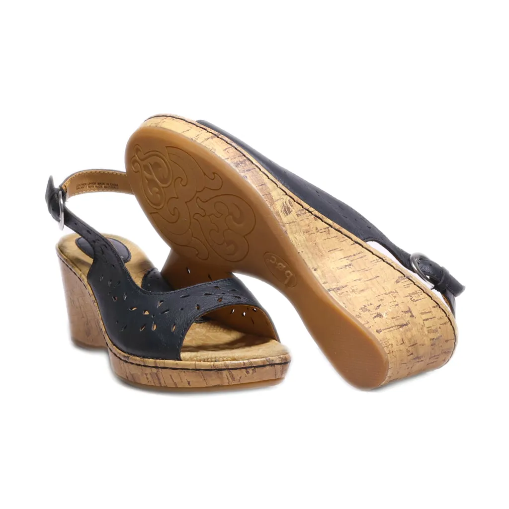 B.O.C Wedge Sandals Leather Black Colour For Women