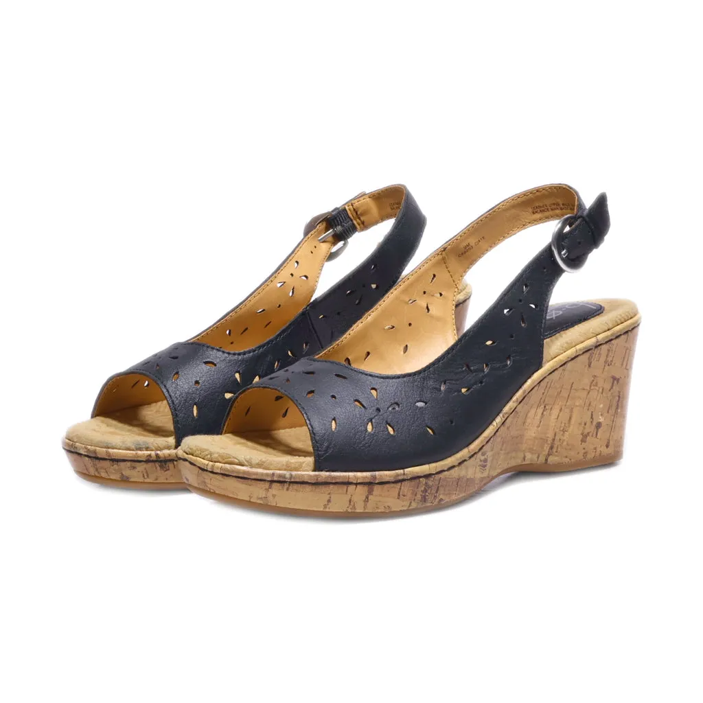 B.O.C Wedge Sandals Leather Black Colour For Women