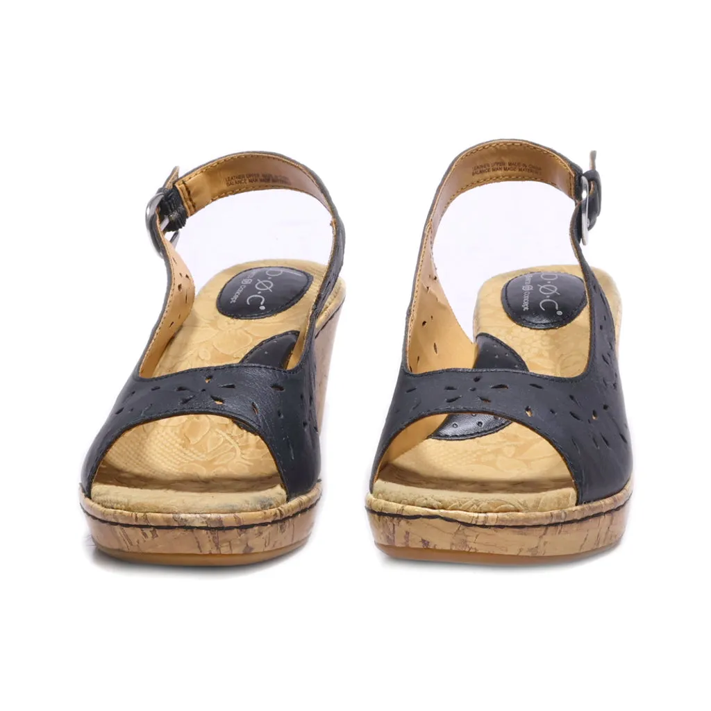 B.O.C Wedge Sandals Leather Black Colour For Women