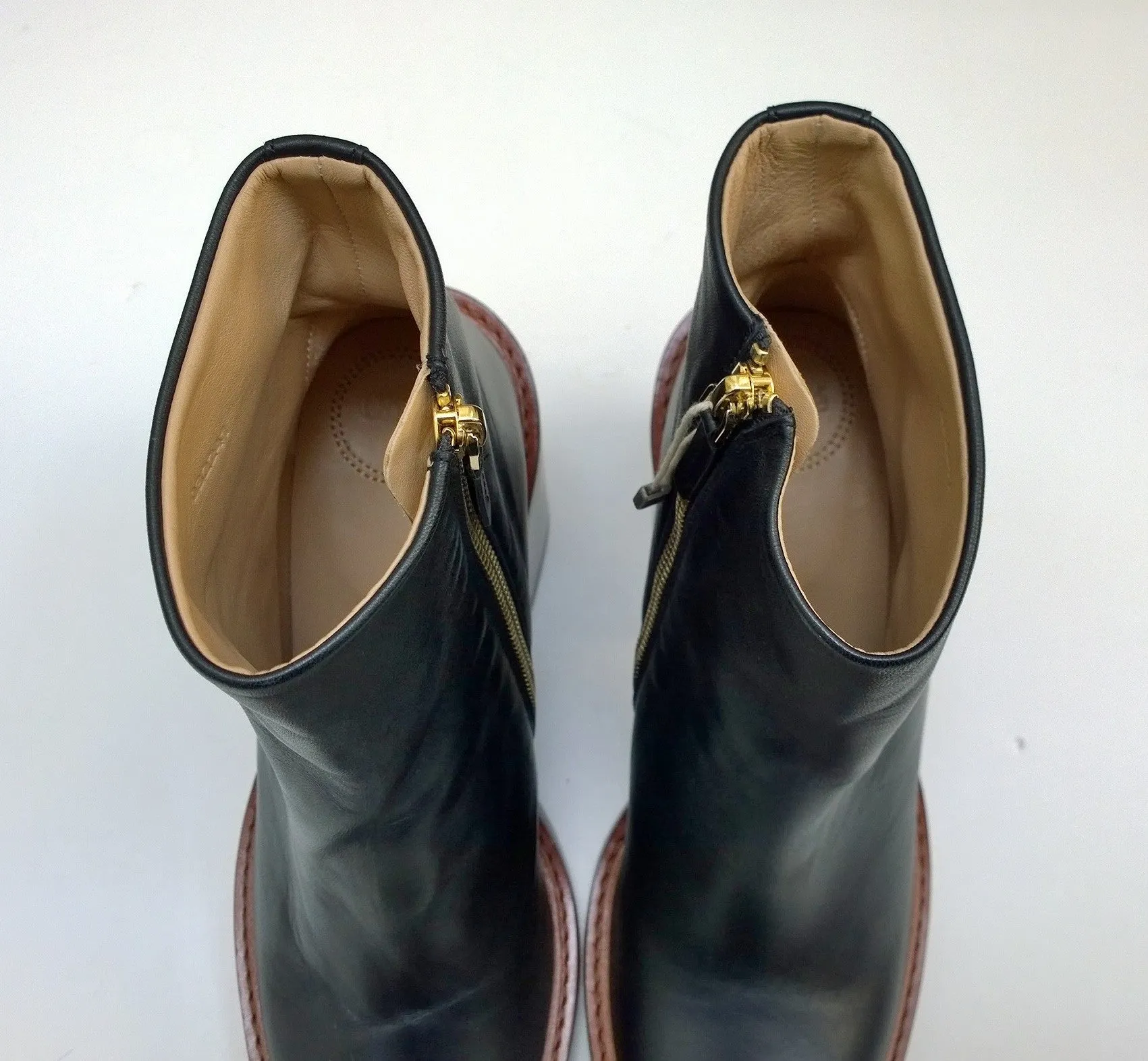 Chloé Mallo Ankle Boots in Black Leather with Stacked Heels