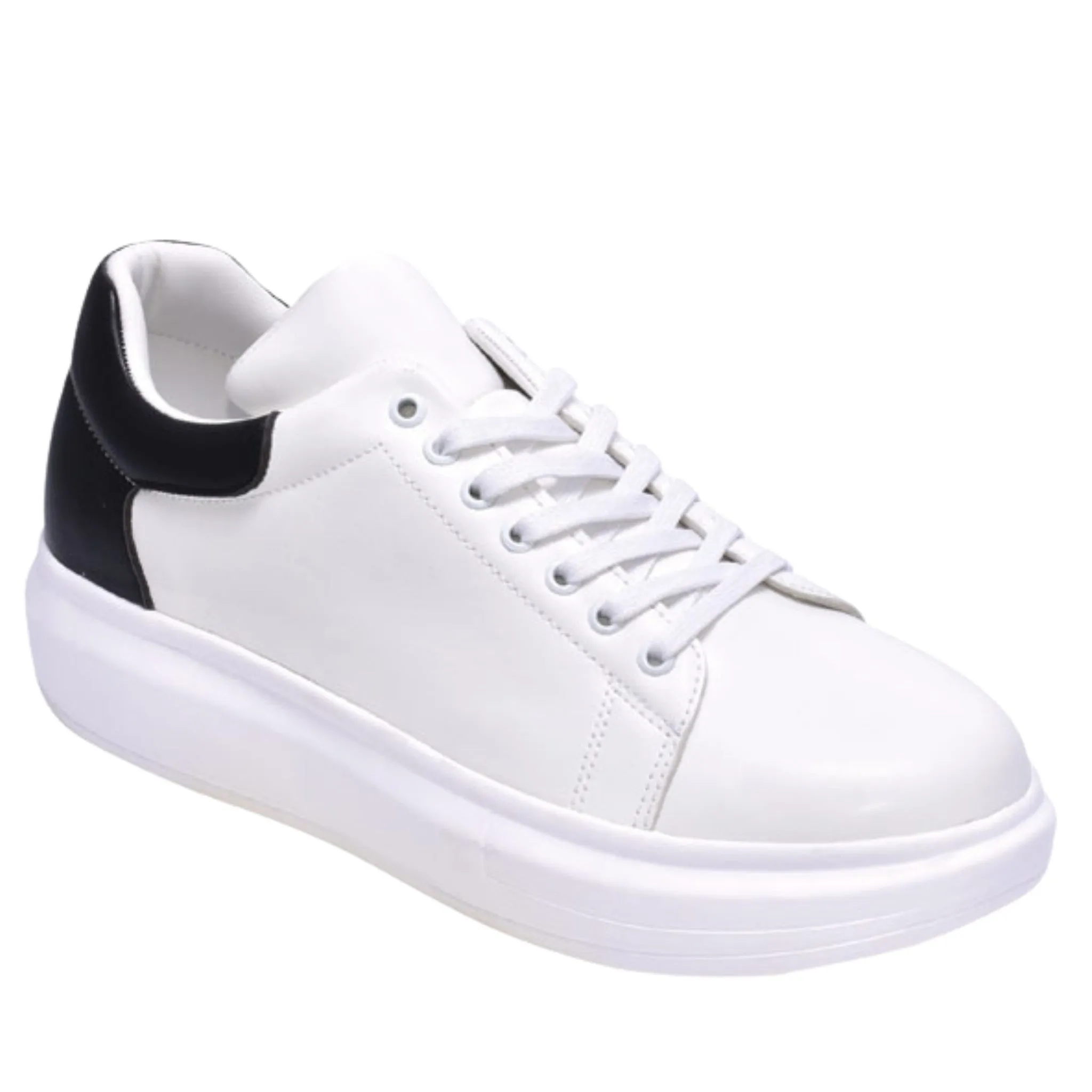 Classic White Leather Sneakers with Black Detail - Prom & Professional