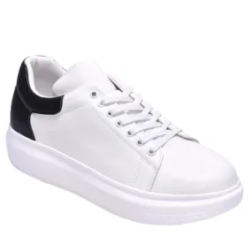 Classic White Leather Sneakers with Black Detail - Prom & Professional