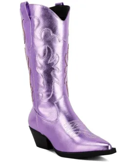 Cowby Metallic Faux Leather Cowboy Boots