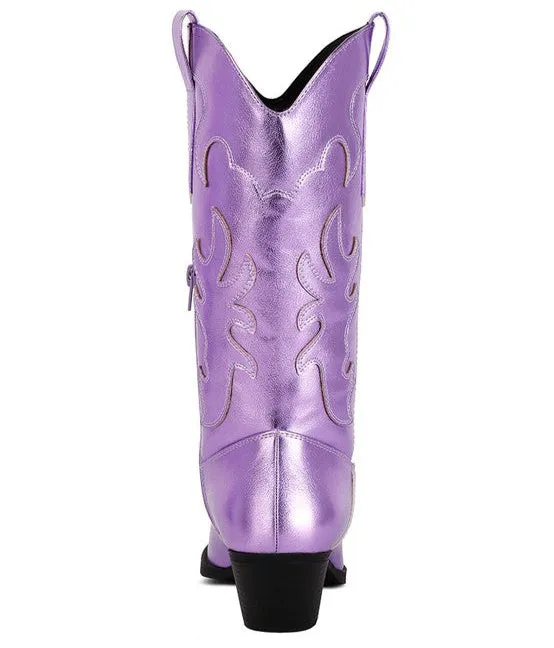 Cowby Metallic Faux Leather Cowboy Boots