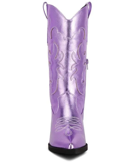 Cowby Metallic Faux Leather Cowboy Boots