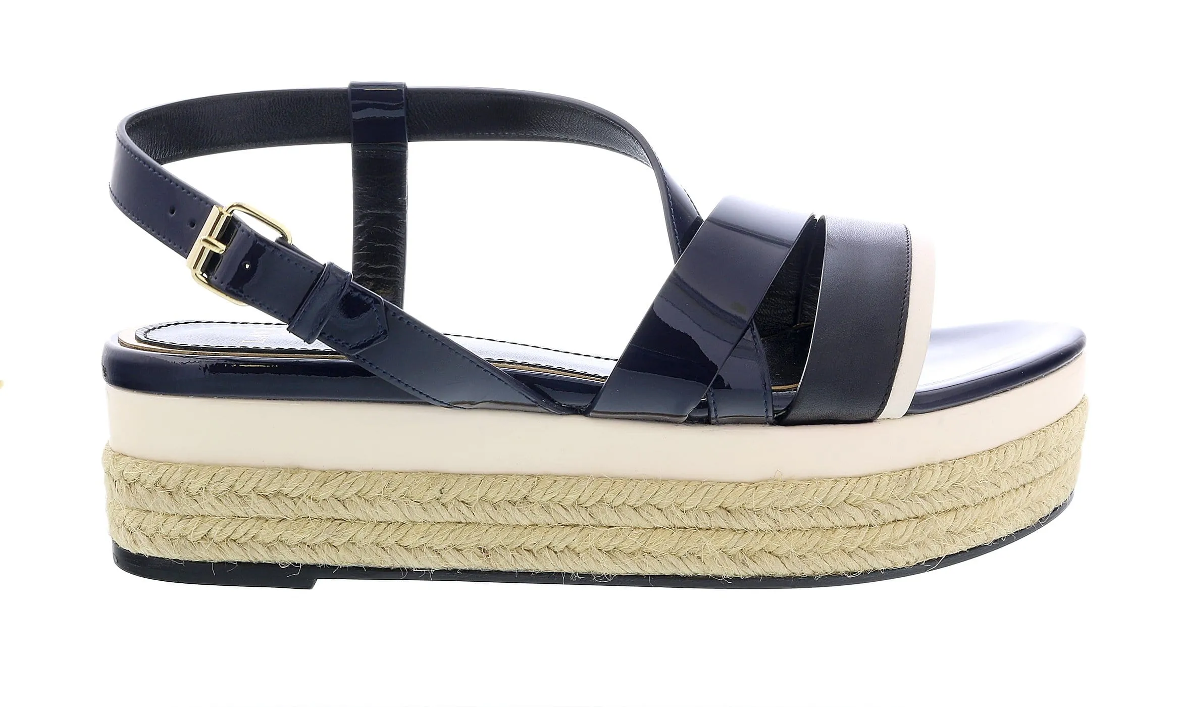 Lanvin Low Top Platform Navy Blue Espadrille Sandal