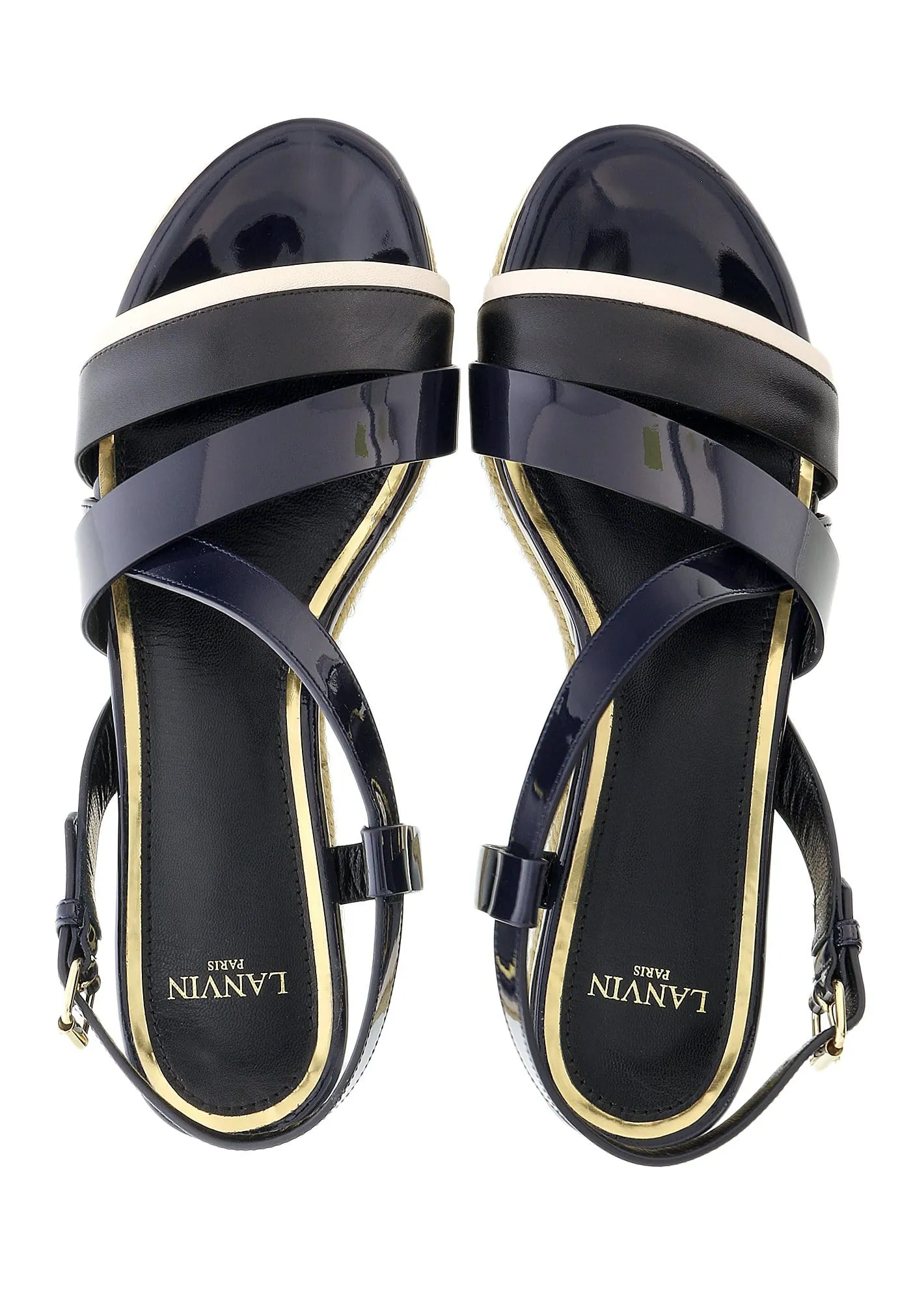 Lanvin Low Top Platform Navy Blue Espadrille Sandal