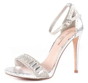 Lauren Lorraine Ari Silver RhineStone Two Piece Ankle Strap Formal Dress Sandals