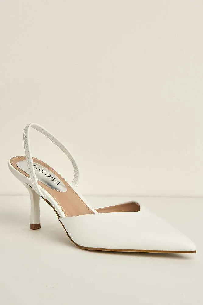 Liana Pointed Toe Slingback Court Shoes in White