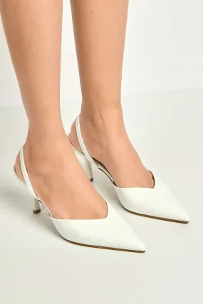 Liana Pointed Toe Slingback Court Shoes in White