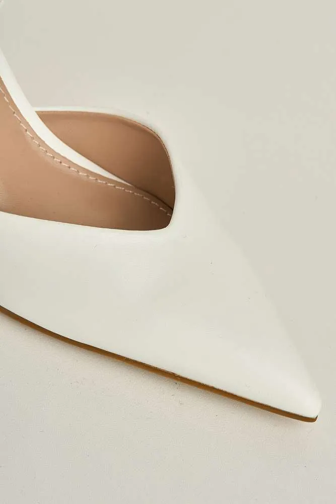 Liana Pointed Toe Slingback Court Shoes in White