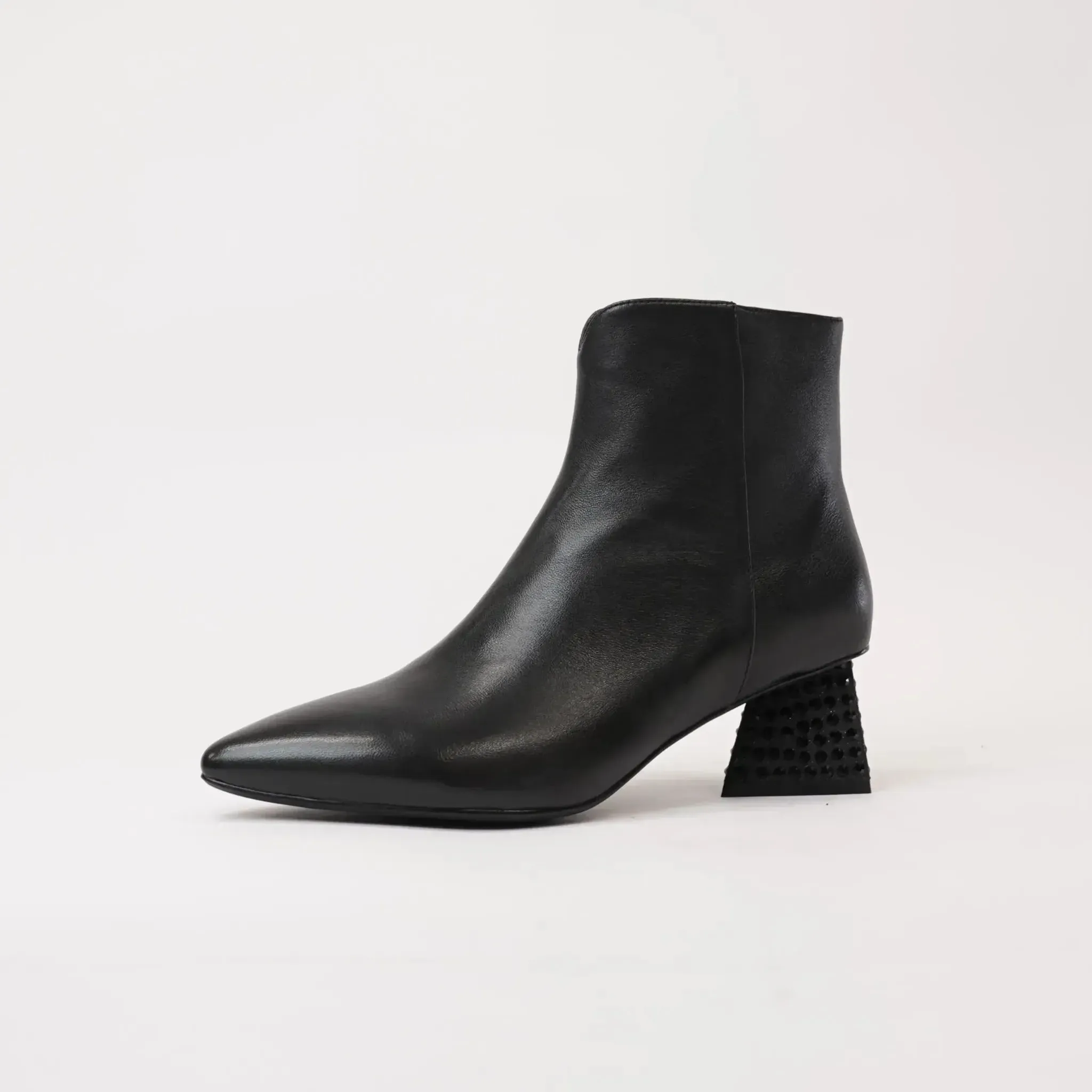 Malitta Black Leather Ankle Boots
