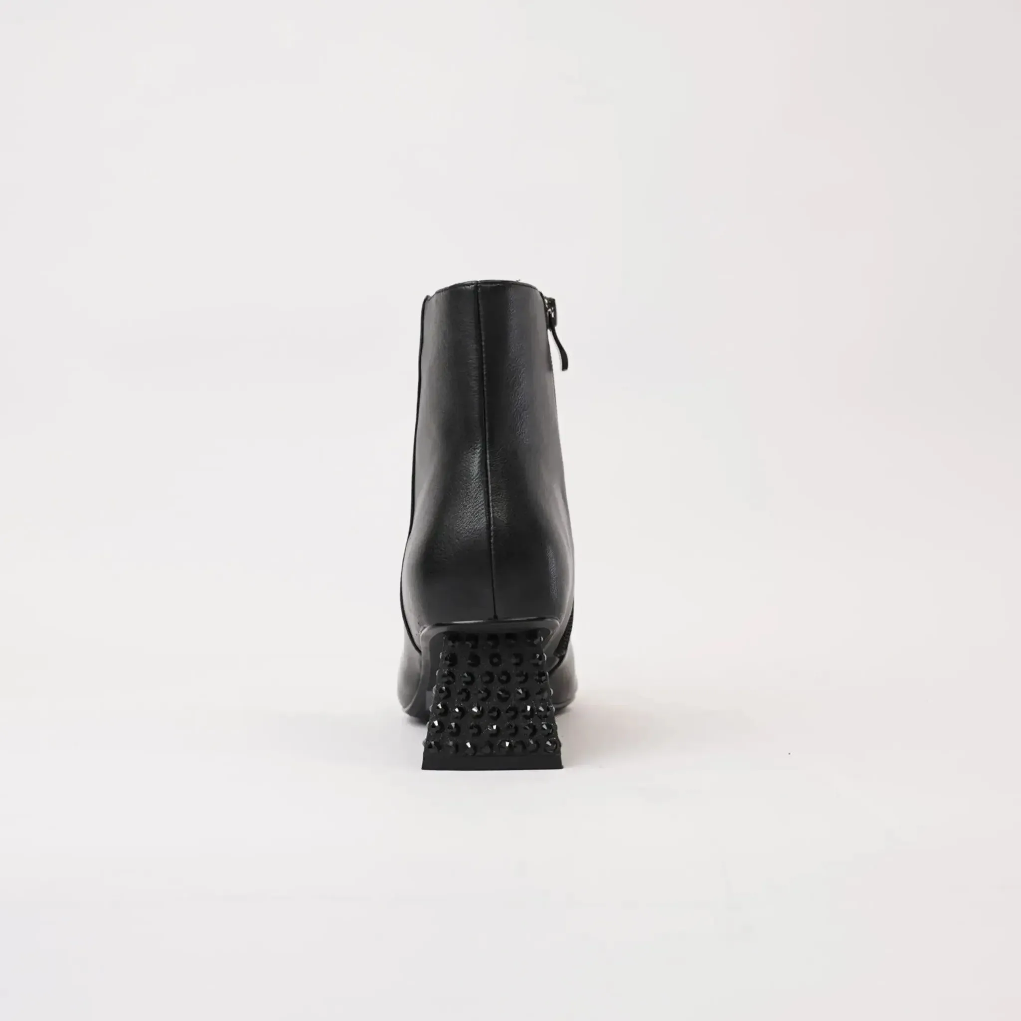 Malitta Black Leather Ankle Boots