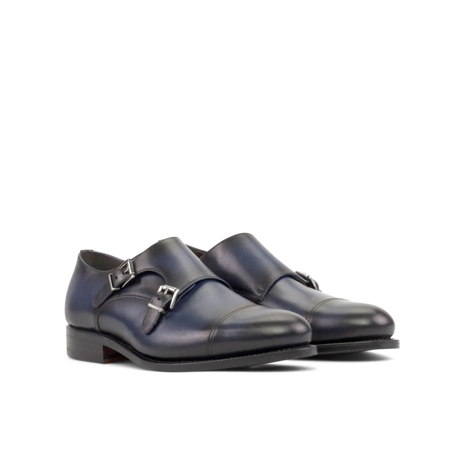 Men's Double Monk Leather Shoes Wide Plus Size 5918