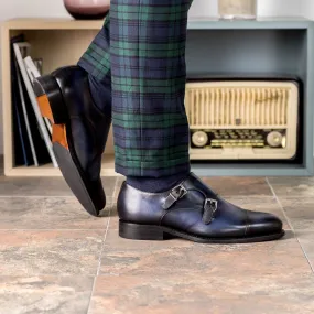 Men's Double Monk Leather Shoes Wide Plus Size 5918
