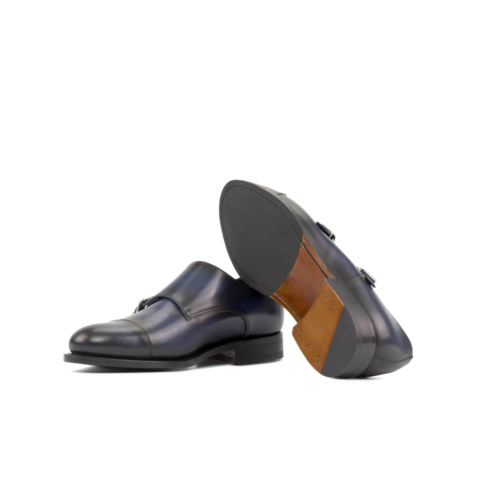 Men's Double Monk Leather Shoes Wide Plus Size 5918