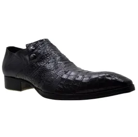 Men's Italian Dress Shoes Jo Ghost 1831 Black Leather Print Crocodile