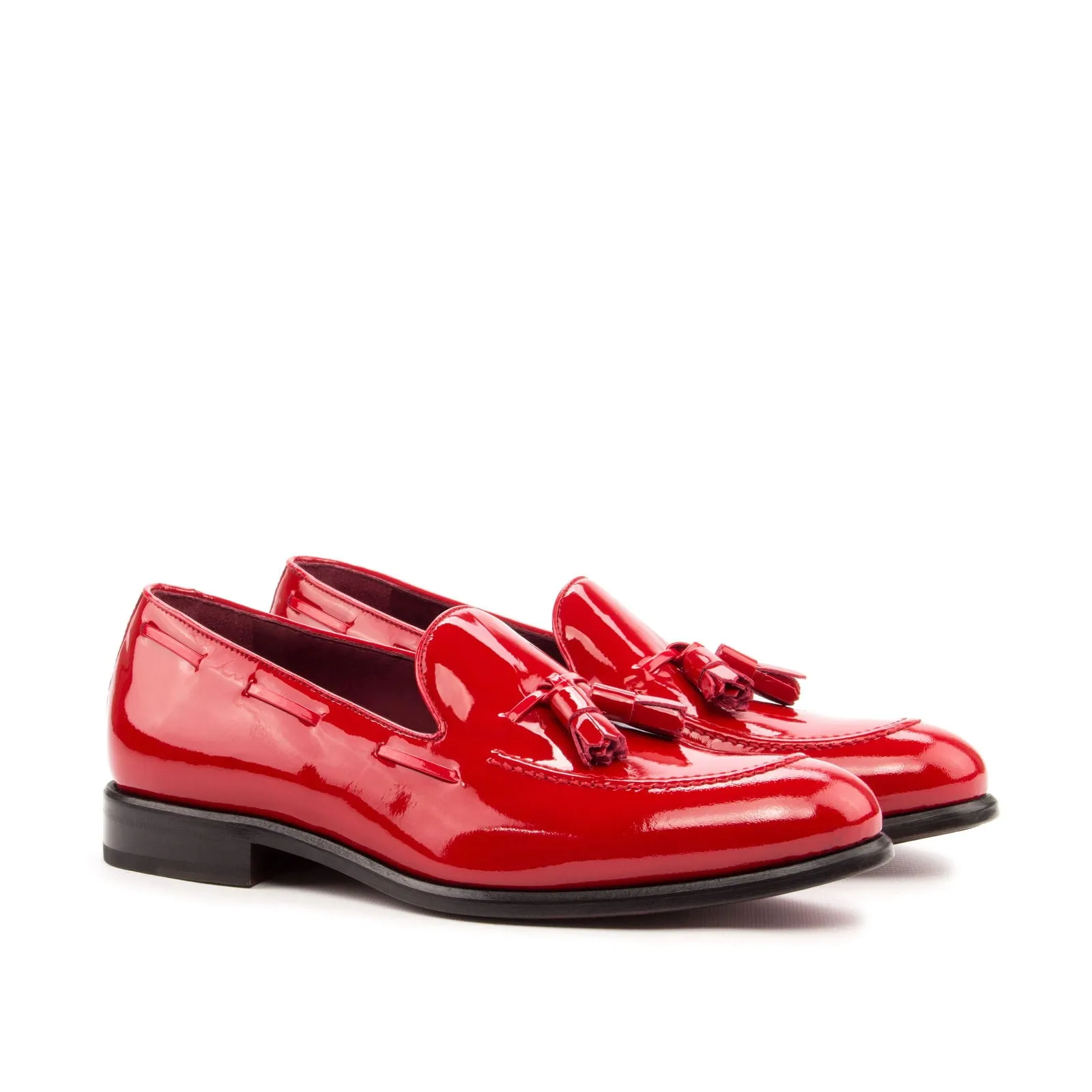 Men's Loafer Leather Shoes Wide Plus Size Red 3451