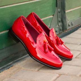 Men's Loafer Leather Shoes Wide Plus Size Red 3451