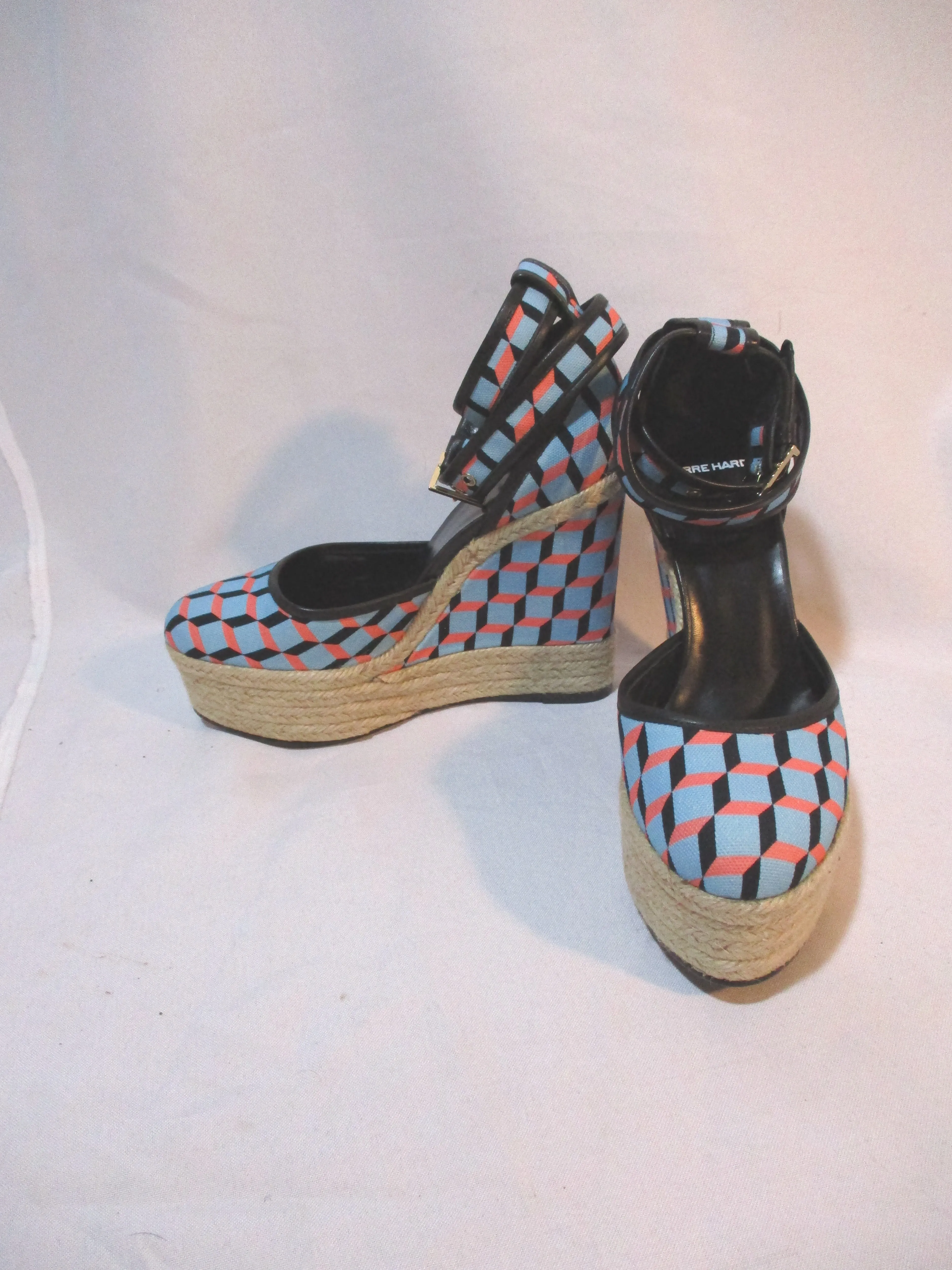 NEW PIERRE HARDY Cotton Cube WEDGE HEEL Shoe 37 Espadrille BLUE