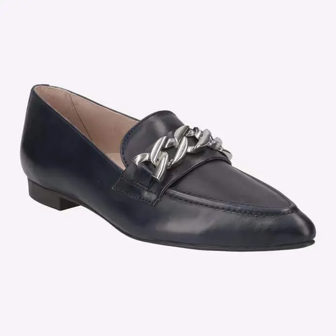 Paul Green Navy Loafers with Silver Metal 2962-04