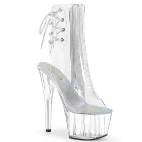 Pleaser Adore 1018C Womens 7" Heel, Platform Back Lace Peep-Toe Ankle Boots