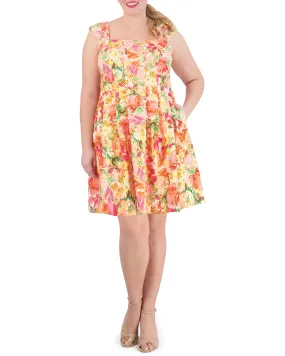 Plus-Size Printed Square-Neck Fit-And-Flare Dress