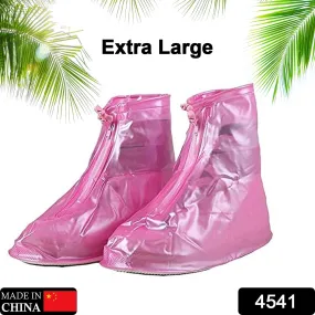 Reusable Waterproof Shoe Covers with Zipper (Pink, Size L)