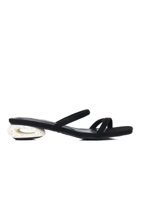 Sherry Strappy Oval Heels (Black)