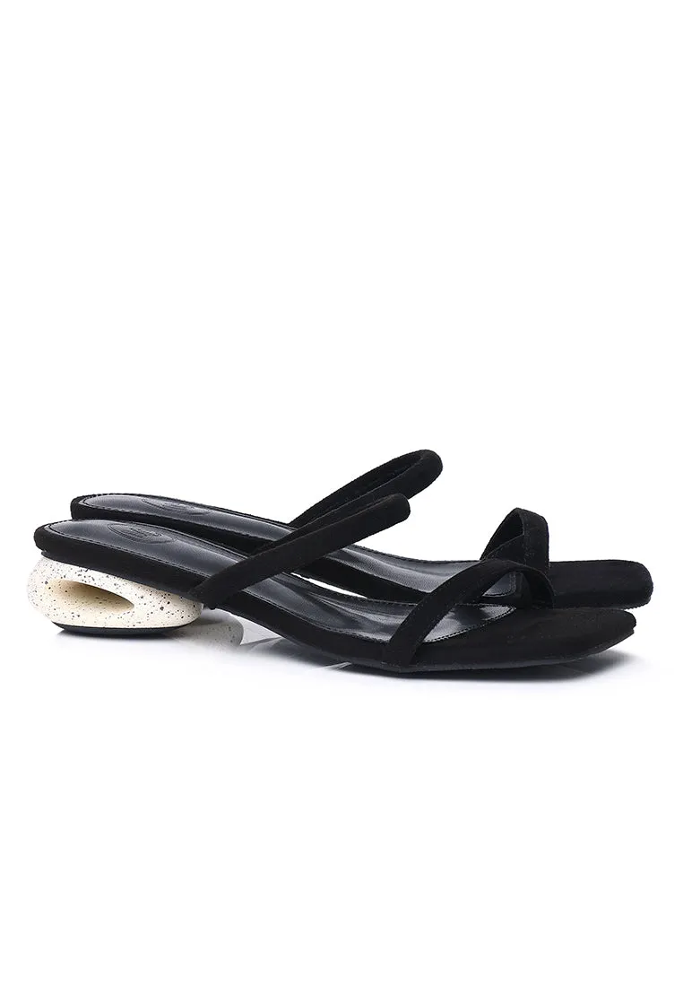 Sherry Strappy Oval Heels (Black)