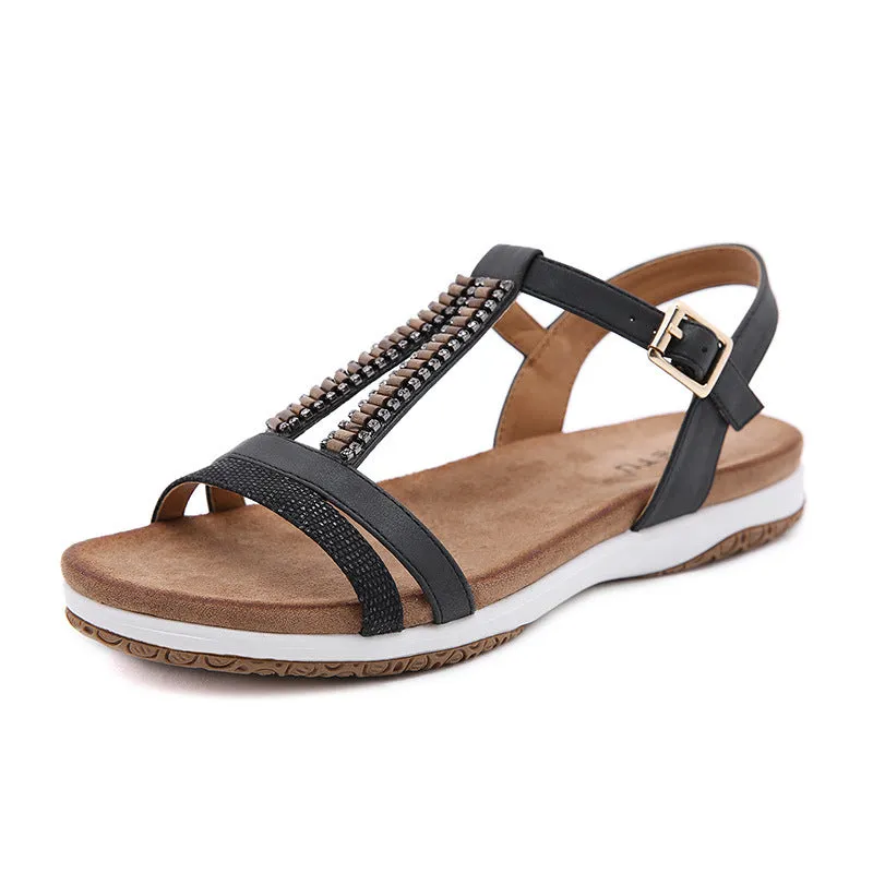 SIKETU | Women's Boho Beads Soft Sole Flat Sandals