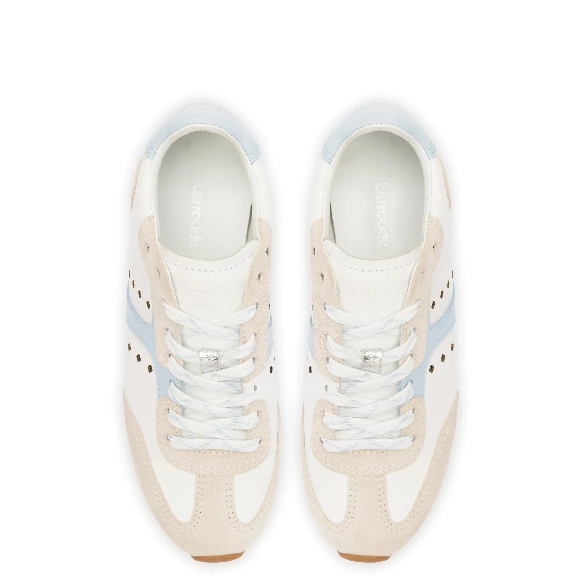 Stella Sneaker In Grey Suede, White Leather and Silver Metallic Leather