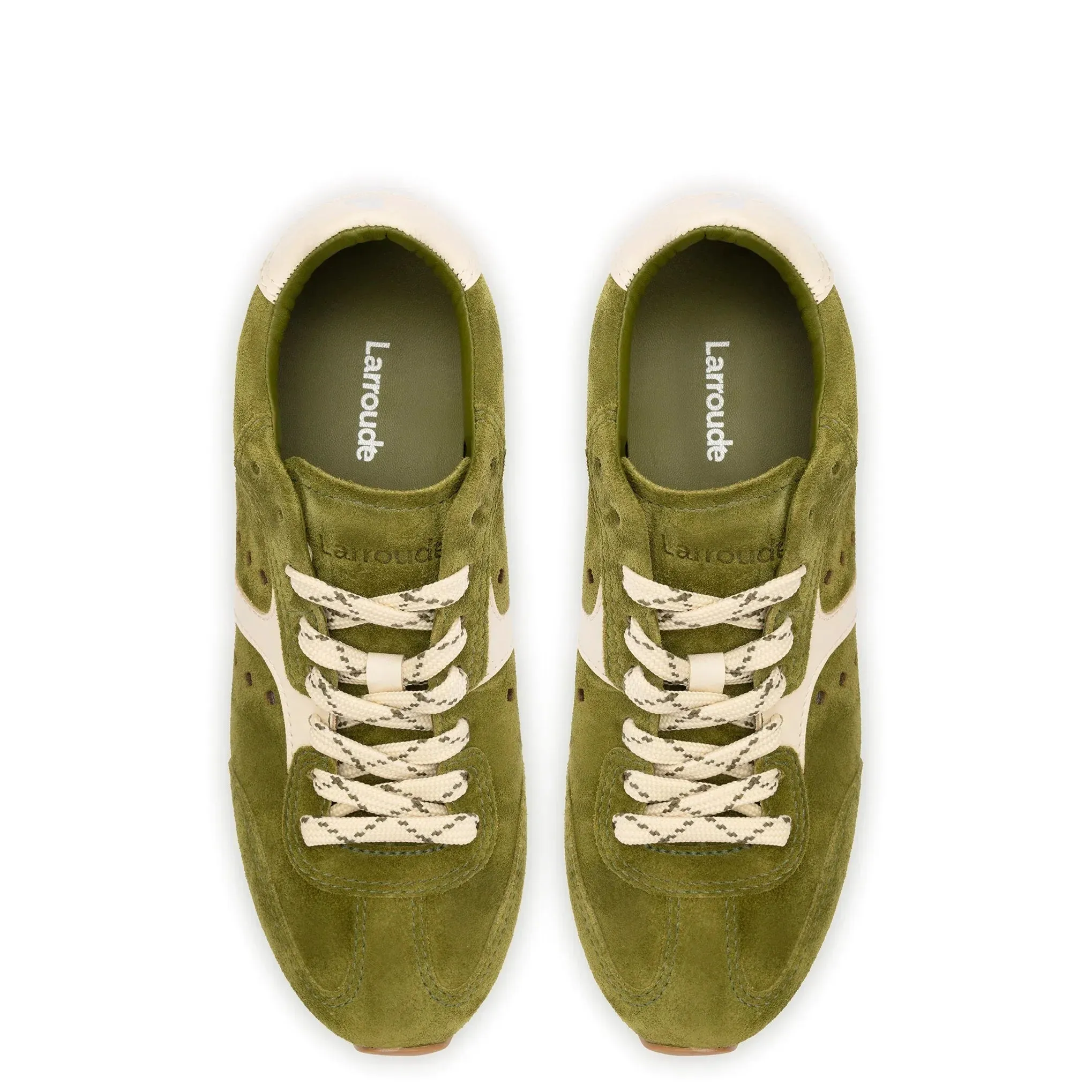 Stella Sneaker In Seaweed Suede and Ivory Leather