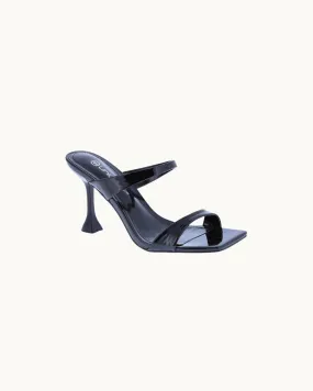 The Cara: Square Toe Double Strap Slide Heels