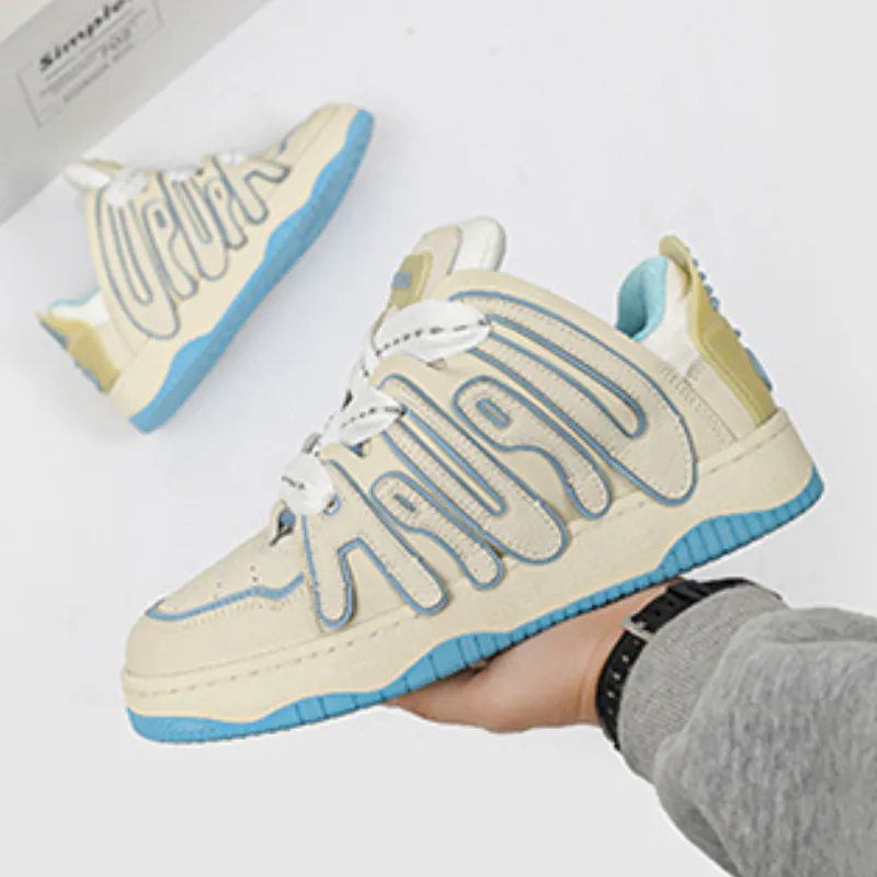Vintage Letter Patchwork Versatile Couple Casual Sneakers