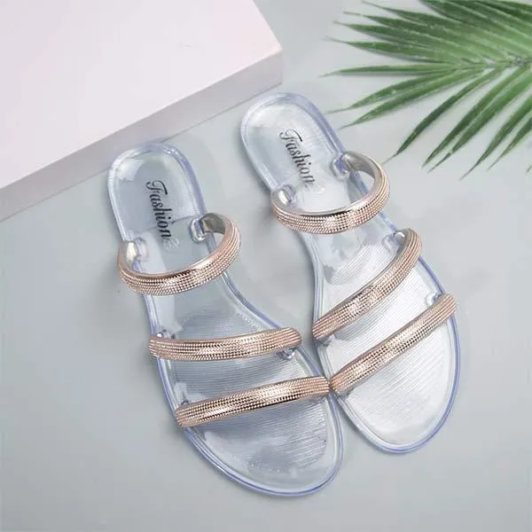 Women's Flat Sandals with Rhinestones and Soft Non-Slip Sole 71796697C