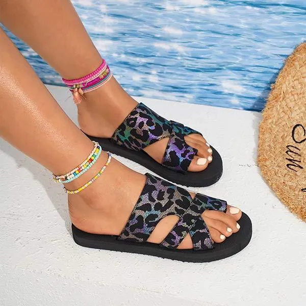 Women's Printed Thong Toe Thick-Soled Lightweight Soft-Soled Sandals 96612736C