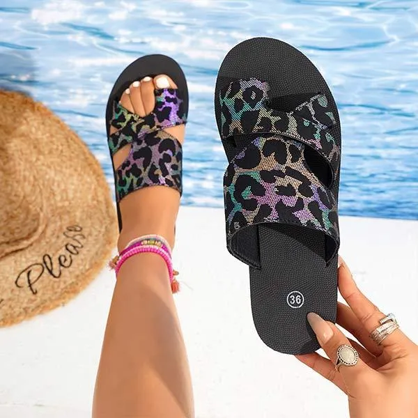 Women's Printed Thong Toe Thick-Soled Lightweight Soft-Soled Sandals 96612736C