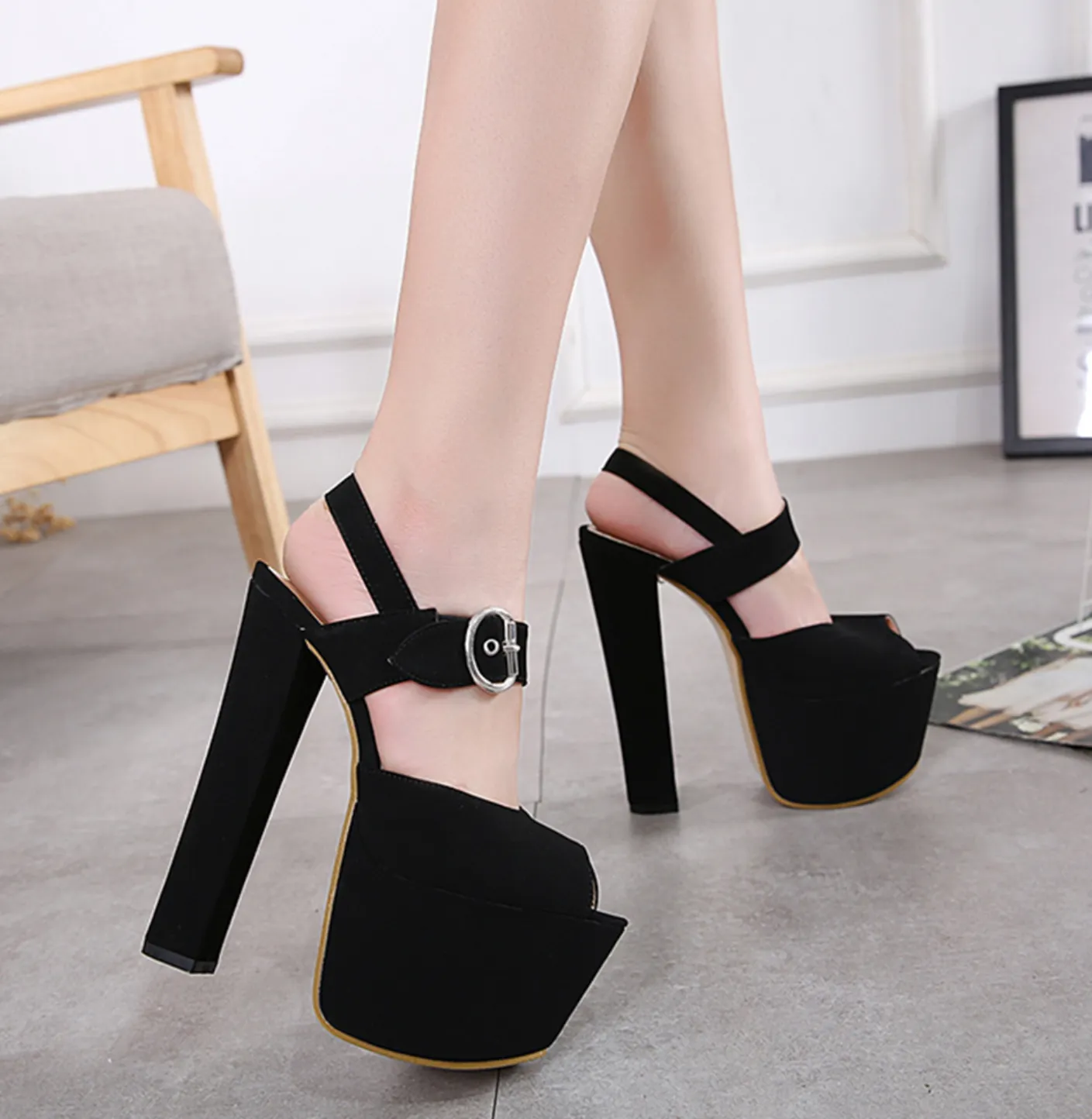 Women's Spring/Summer Soft Leather High Heels Sandals