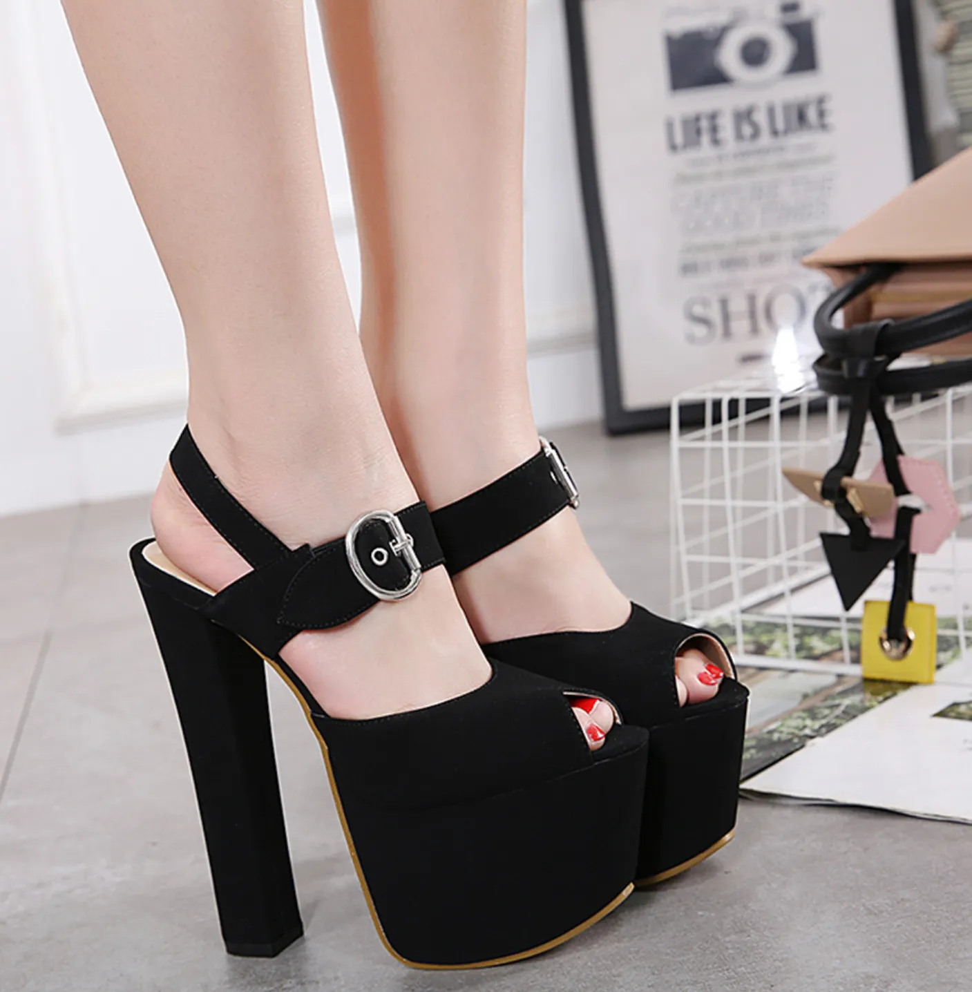 Women's Spring/Summer Soft Leather High Heels Sandals